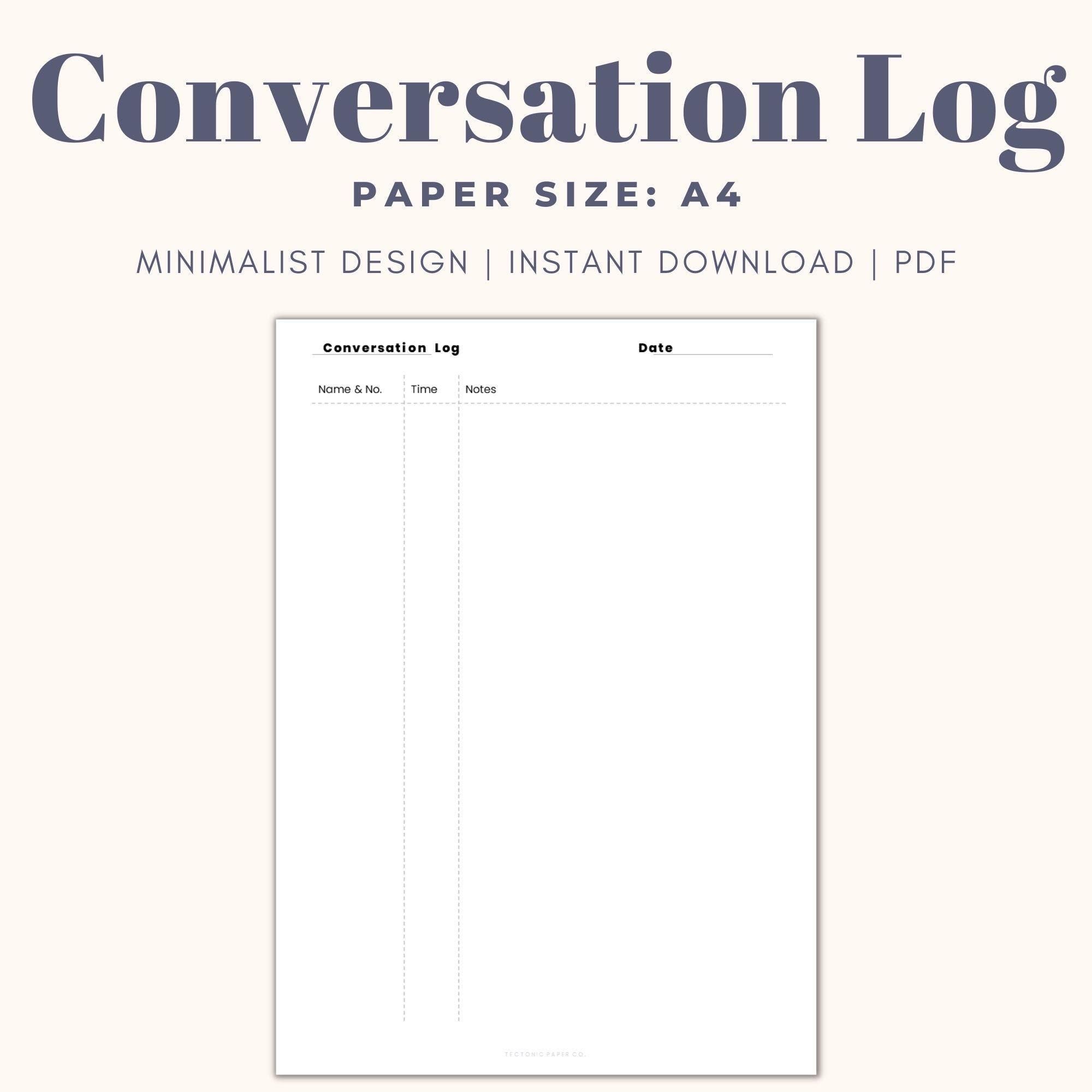 A4 Conversation Log, Conversation Tracker, Conversation Log Printable A4 Conversation Log, Conversation Tracker, Conversation Log Printable