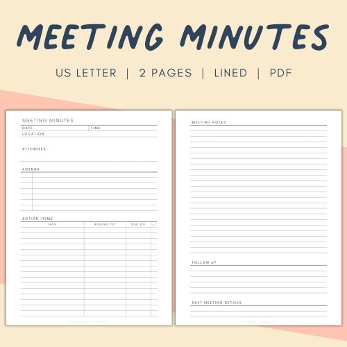 Meeting Agenda Template Editable Printable Business - Etsy