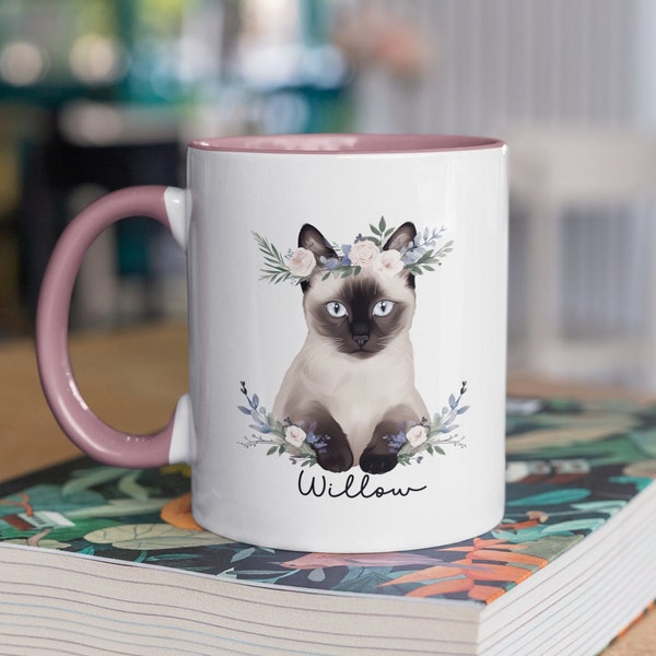 Personalized Coffee Mug For Cat Lover, Custom Siamese Cat Coffee Cup, Custom Mug for Cat Lover, Personalized Gift, Cat Mom Gift, Cat Dad