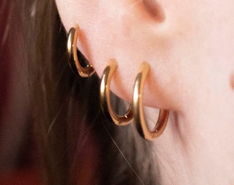 Gold Earrings 10, 12 or 15 mm