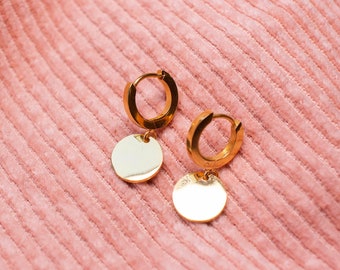 Simple Gold Earrings with Coin
