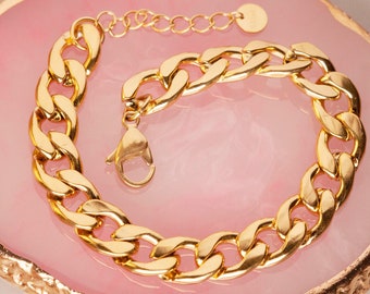 Chunky Chain Link Bracelet Gold Stainless Steel