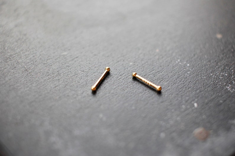 Tiny Minimal Gold Stud Earrings, Super Small 1mm Gold Plated 925 Sterling Silver Studs image 3