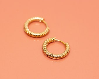Small Gold Earrings with Pattern
