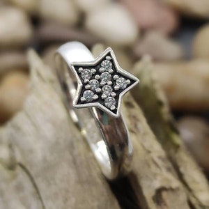 Star Ring 18.1 mm Gr. 57 vintage 925 silver ladies ring zirconia ladies girls silver ring