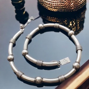 Silver chain heavy 42 cm Mexico 925 silver vintage necklace design patina gift idea women&#39;s elegant solid chain