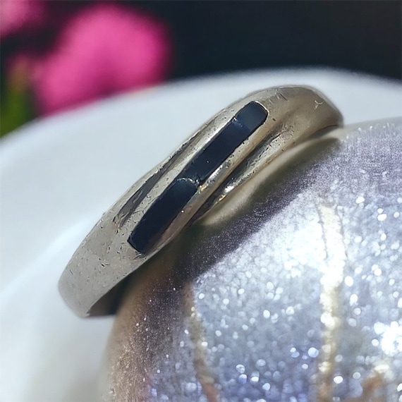 Bague En Argent Massif Avec Onyx Rectangle - Taille 56, Occasion, Style Sobre Et élégant