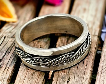 Silver Ring 20 Mm Size. 63 Design 925 Silver Vintage Retro