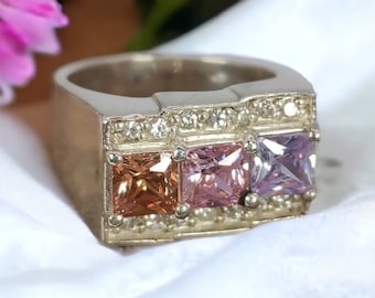 Bague Fantaisie Vintage Taille 55 - Argenté Rétro Pour Collection