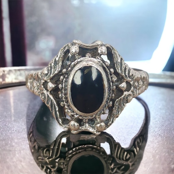 Bague Onyx taille 18 1 mm. 57 bague en argent 925 argent vintage retro intemporel femme bague femme retro Etsy France