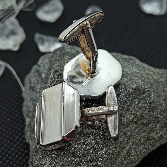 Cufflinks 835 silver vintage wedding jewelry men'… - image 5