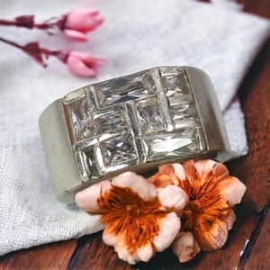 Silver ring 18.1 mm size. 57 ring 925 silver women&#39;s ring vintage women&#39;s retro pattern zirconia