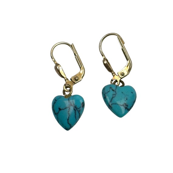 Vintage boucles d'oreilles pendantes épaisses turquoise en argent sterling - France