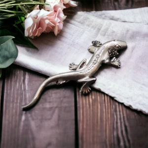 Brooch 925 silver lizard 40 x 13 mm vintage accessories timeless grandma gift retro silver brooch marcasites