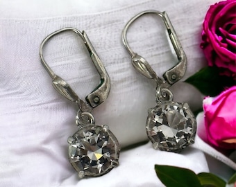 Vintage Ohrring 835er Silber mit Zirkonia besetzt hängend Accessoires Geschenk Ohrringe Hängeohrring Damen