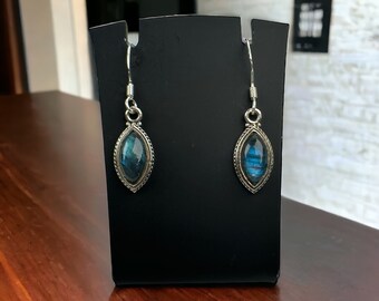 Earrings Drop Earrings Labradorite Silver 925 Threader Ladies Stud Earrings Vintage Design Ear Studs Retro Timeless
