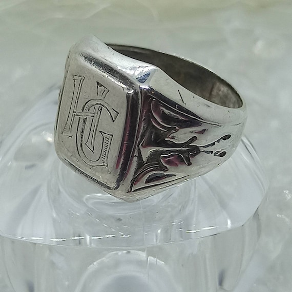 Antique Signet Ring 800 Silver Moon Crown Hallmark 19.4 Mm Antique Signet Ring 800 Silver Moon Crown Hallmark 19.4 Mm