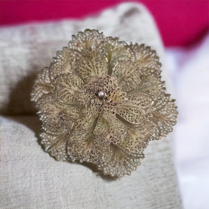 Brooch real silver vintage design patina fine decorations gift idea women elegant retro