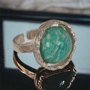 Ring Silver Ring 835 Ladies Ring 18.1 mm Size 57 Vintage Adjustable Stone Ladies Patina Gemstone Retro Timeless