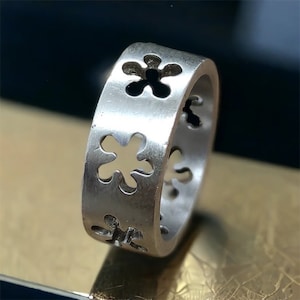 Ring 16.2 mm size. 51 Vintage women&#39;s ring 925 silver silver ring flower design patina gift idea women&#39;s jewelry