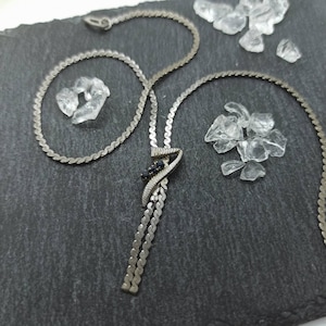 Silver Necklace 44 cm Necklace with Blue Stones 835 Silver Vintage Accessories S Pattern Gift Retro with Patina Necklace