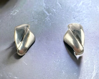 Boucles D'oreilles Anciennes En Argent Massif 925 - Clous Pendants Vintage