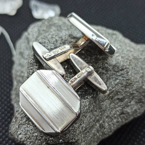 Cufflinks 835 silver vintage wedding jewelry men'… - image 6