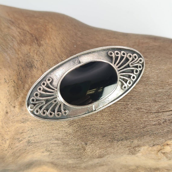 アクセサリー vintage silver925 onyx brooch Vtg SHA Art Deco Style 925 Silver Black Onyx Marcasite