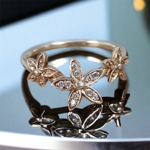 Ring 18.1 mm size. 57 silver ring 925 silver women&#39;s ring vintage gemstone patina flowers floral retro timelessly beautiful