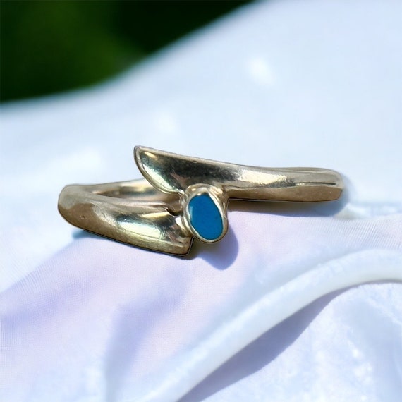 Bague Ancienne Argentée Avec Perle Turquoise - Taille 57 - Vintage Parfait état