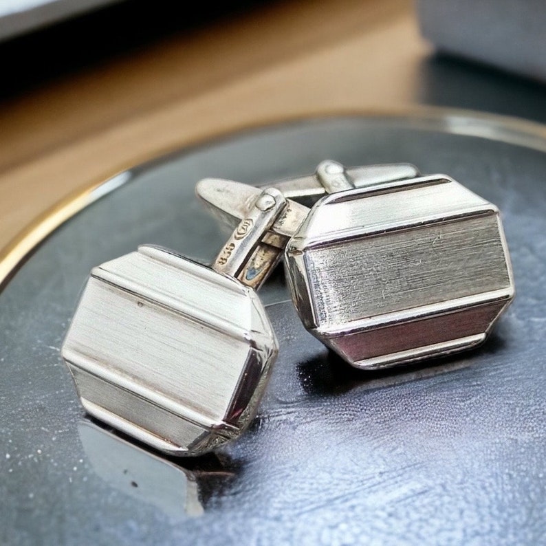 Cufflinks 835 silver vintage wedding jewelry men's exclusive style accessories 70s 80s gentleman wedding retro image 1