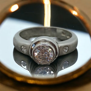 Ring 19.1 mm size. 60 silver 925 set with zirconia vintage women&#39;s gift silver ring women&#39;s ring