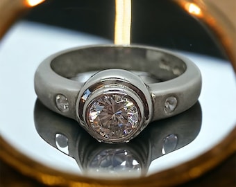 Ring 19,1 mm Gr. 60 Silber 925er mit Zirkonia besetzt Vintage Damen Geschenk Silberring Damenring