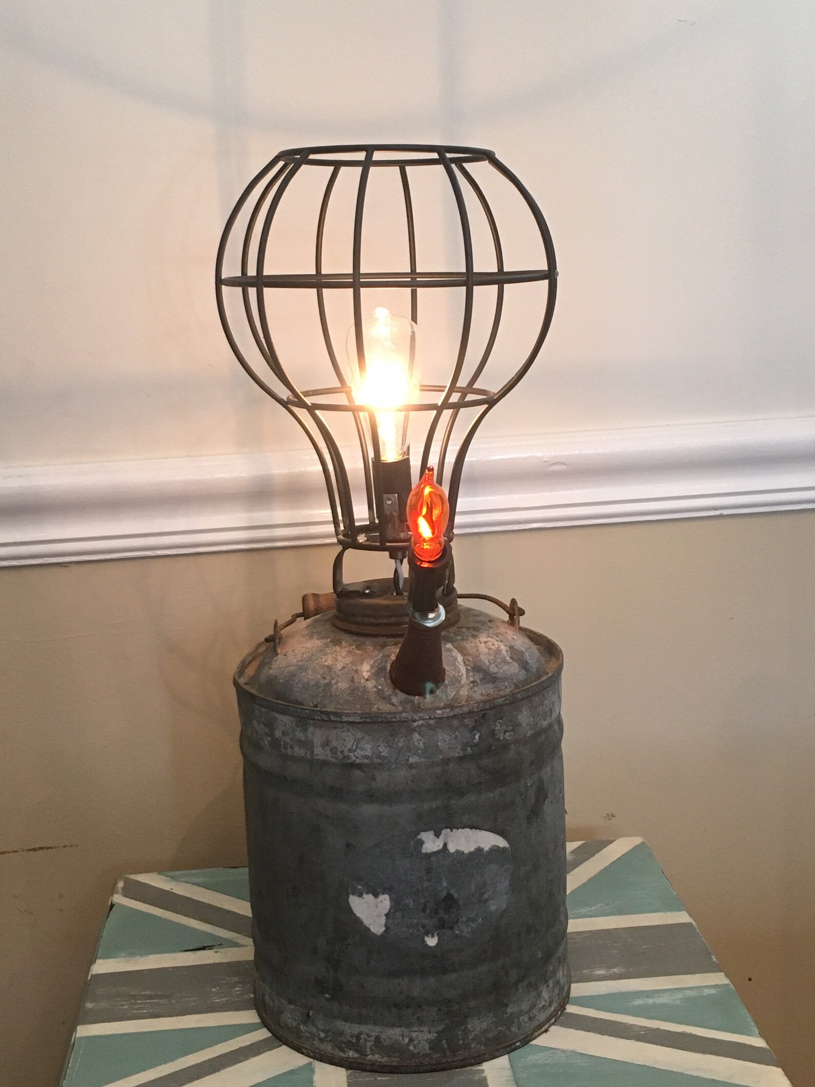 Vintage Repurposed Lamp From Rustic 1 Gallon Oil Can Etsy