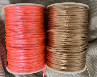 Satinband | 2,5 mm | 3m | peachy pink | champagne beige | zur Schmuckherstellung | Geschenkband | Kordel