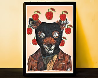 Fantastic Mr. Fox Original Art Print (Various Poster Sizes) Wes Anderson Stop Motion Film, Movie, Film Art, Wall Decor, Man Cave, Art Print