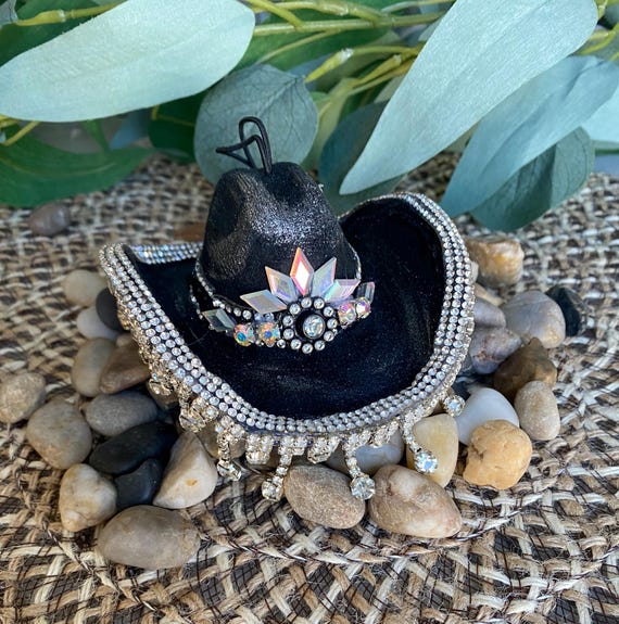 Black Chandelier Hat Outlaw Chandelier Hat - Fringe Cowboy Hat Customizable Color  main image 4