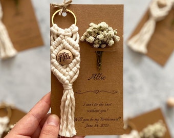 Personalized Macrame Bridesmaid Keychain Proposal Gift