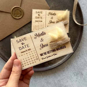 Floral Wooden Save the Date Magnet: Rustic Wedding Invitation