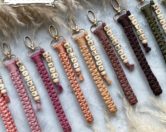Boho Bracelet Name Keychain, Will You Be My Bridesmaid Gift, Macrame Wristlet Name Keychain, Bridesmaid Box Gifts, Bridesmaid Proposal Items