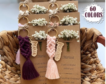 Personalized Bridesmaid Proposal Box: Macrame Keychain, Wooden Name Tag