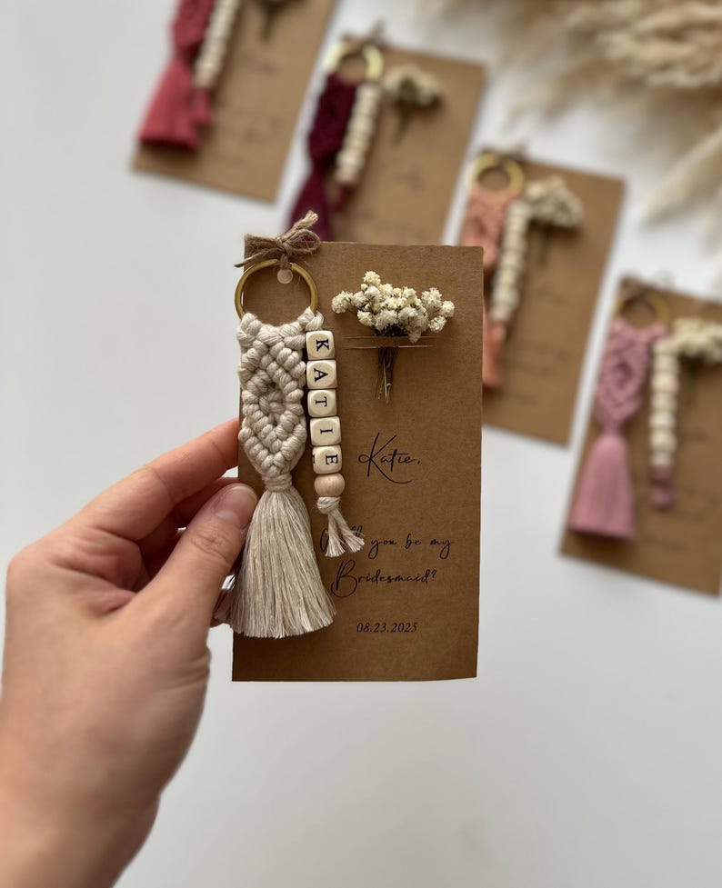 Personalized Wedding Gift for Bridesmaids, Custom Proposal Gift for Bridesmaid, Maid of Honor Proposals, Bridesmaid Box Gifts, Name Keychain image 18