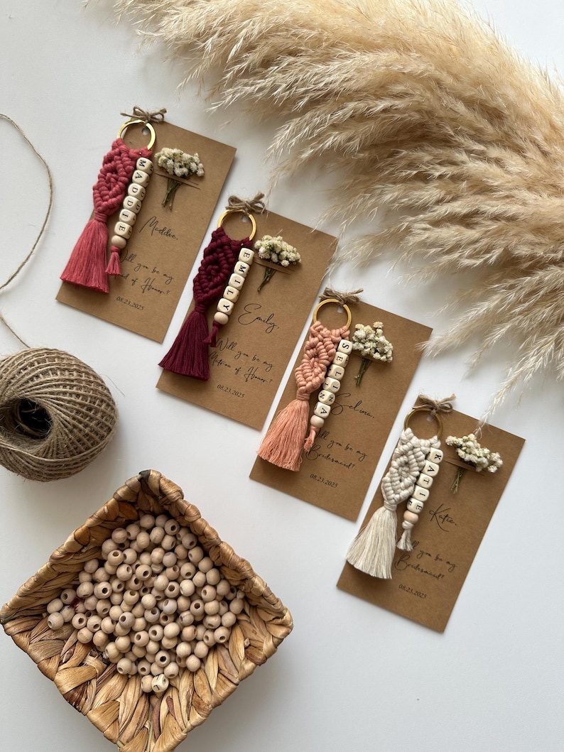 Personalized Wedding Gift for Bridesmaids, Custom Proposal Gift for Bridesmaid, Maid of Honor Proposals, Bridesmaid Box Gifts, Name Keychain image 16
