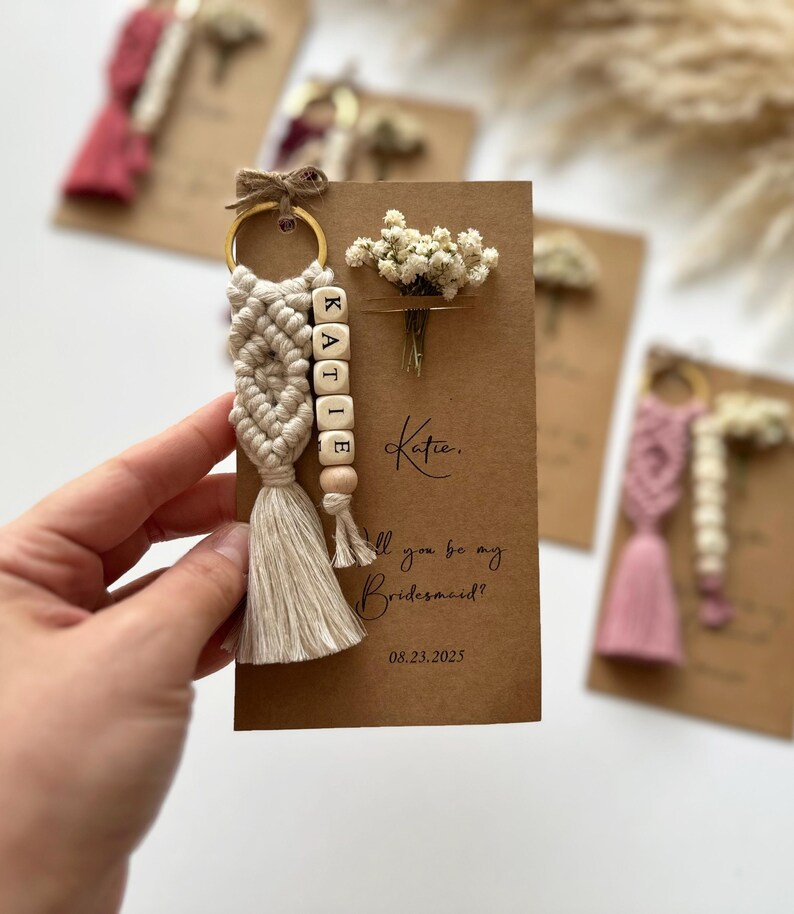 Personalized Wedding Gift for Bridesmaids, Custom Proposal Gift for Bridesmaid, Maid of Honor Proposals, Bridesmaid Box Gifts, Name Keychain image 12