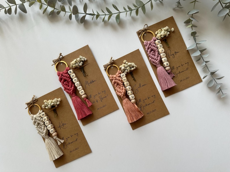Personalized Wedding Gift for Bridesmaids, Custom Proposal Gift for Bridesmaid, Maid of Honor Proposals, Bridesmaid Box Gifts, Name Keychain image 20