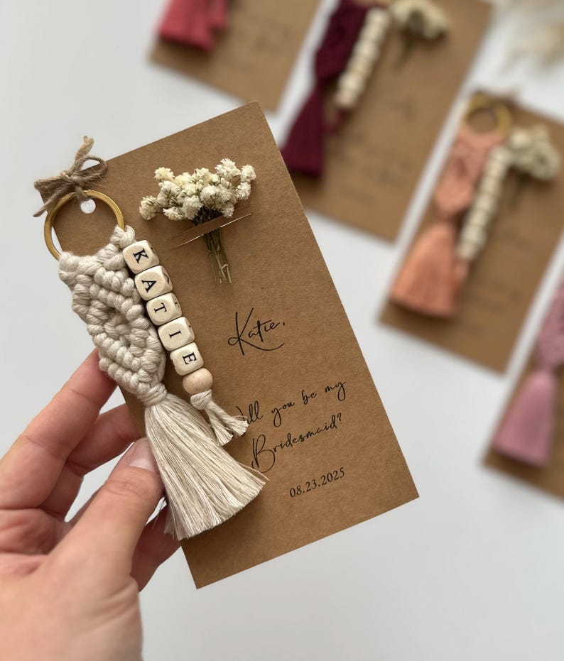 Personalized Wedding Gift for Bridesmaids, Custom Proposal Gift for Bridesmaid, Maid of Honor Proposals, Bridesmaid Box Gifts, Name Keychain image 17