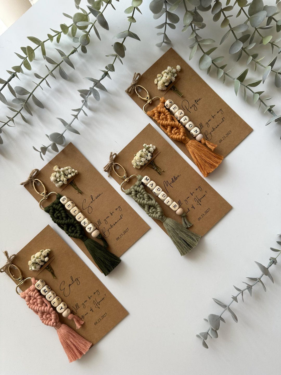 Custom Name Keychain | Bachelorette Party | Bridesmaid Gift Card | Tie ...