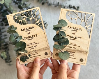 Real Wood Invitation, Country Wedding Invitation, Tree Slice Invitation, Custom Wedding Invitations, Wood RSVP, Engraved Wedding Invitations