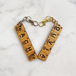 Custom Chemistry Name Keychain, Periodic Table Element Name Keychain ...