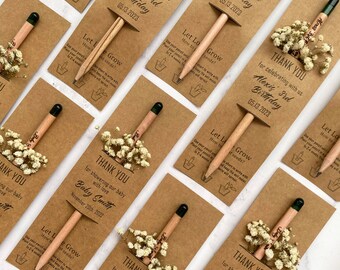 Engraved Eco Friendly Pens For Baby Shower Favors, Baby Shower Announcement On Engraved Recycleable Pencils, Custom Baby Shower Favor Ideas